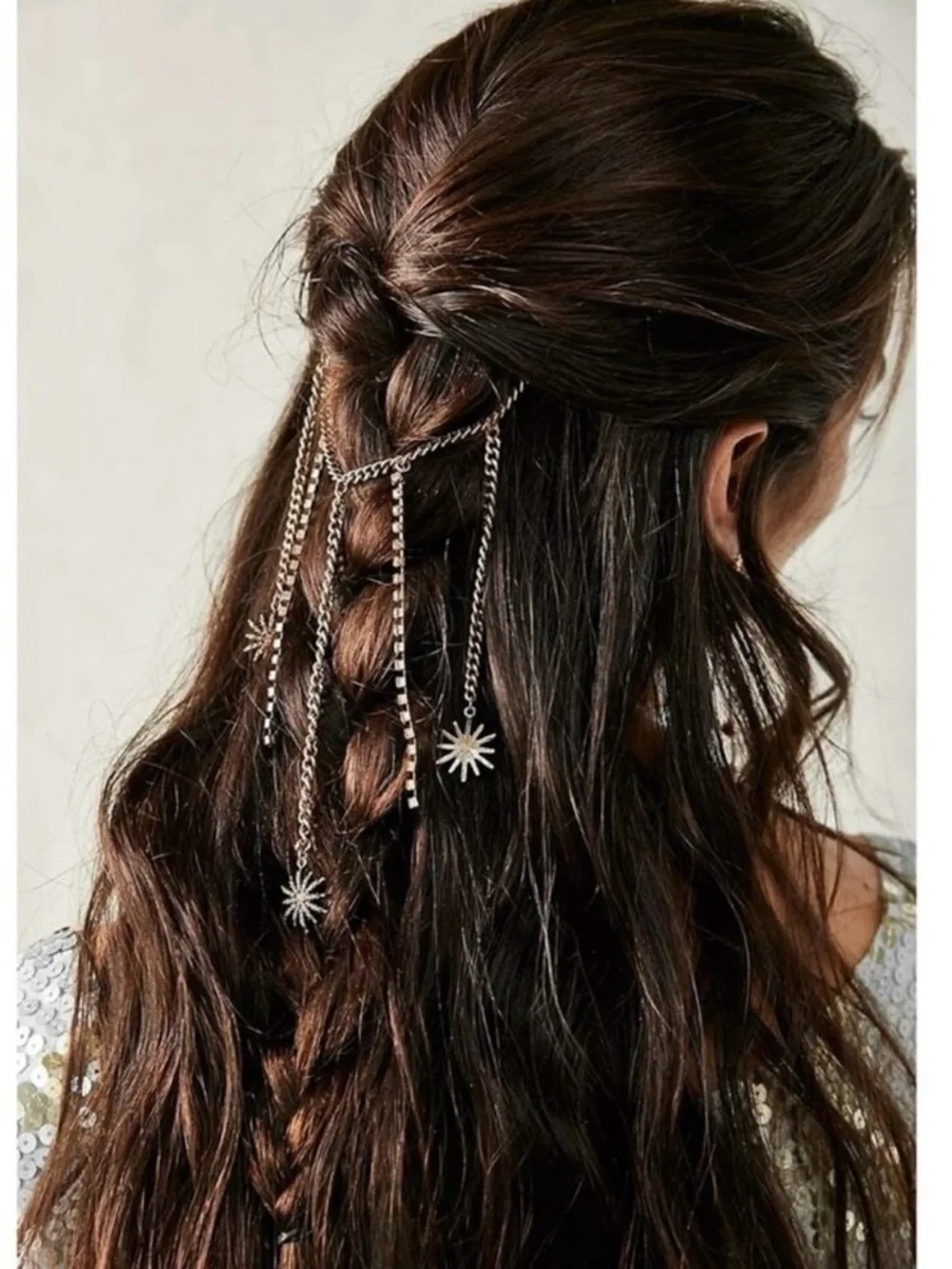 Free People Majestic Hair Piece Silver Black Bohemian Renaissance Medieval